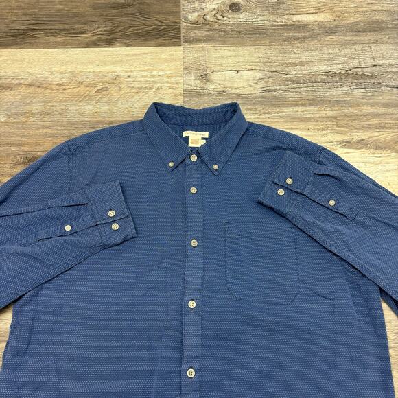Carbon2Cobalt Blue White Micro Dot Mens L Preppy Long Sleeve Button Down Shirt - Picture 1 of 9